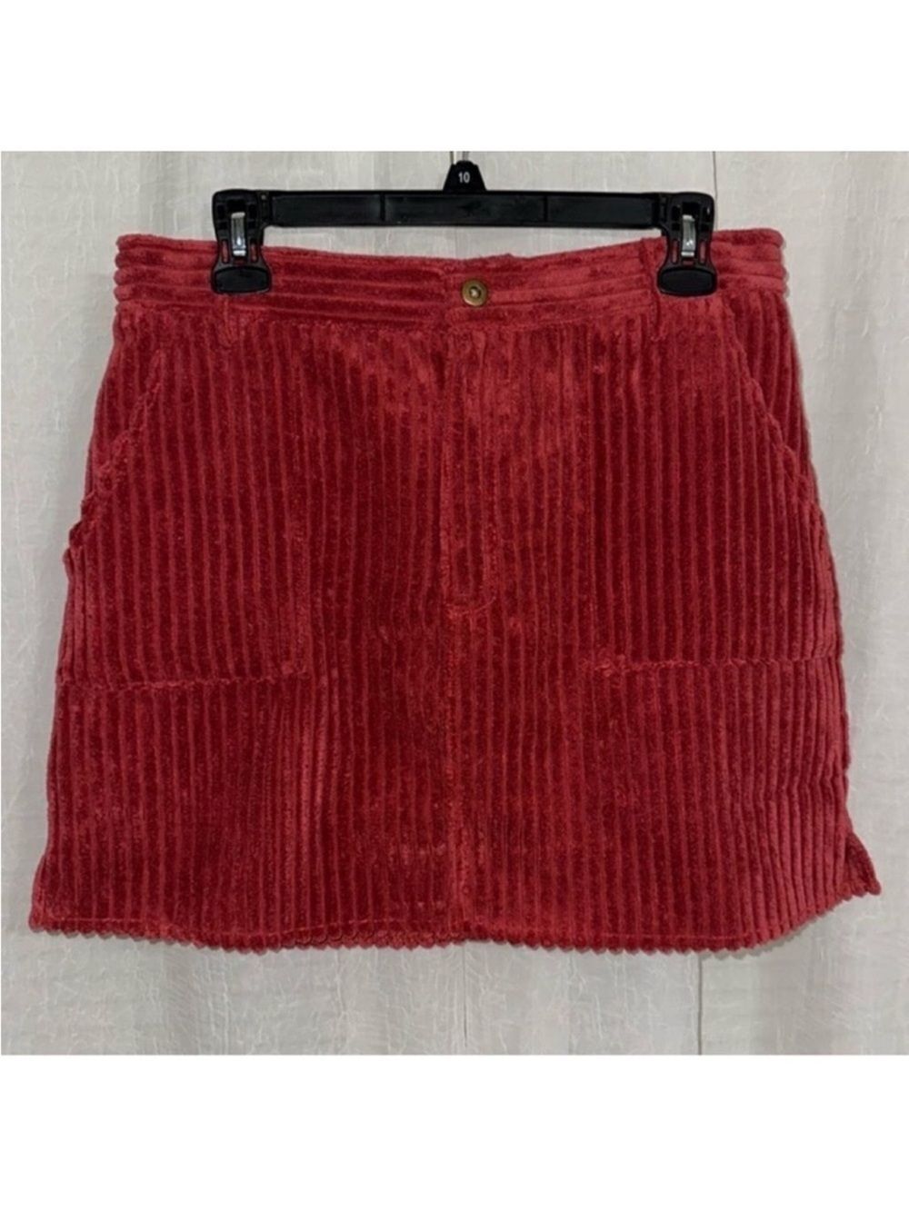 new in L Burgundy Macro Corduroy Mini Pencil Skirt with Pockets